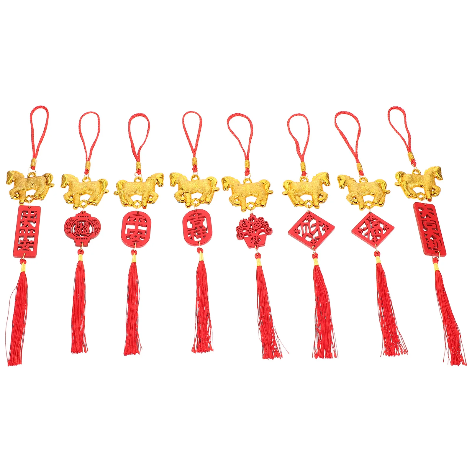 8Pcs Horse Pendant Decor Chinese New Year Hanging Ornaments Traditional Style Indoor Outdoor Bonsai Spring Festival Decorations
