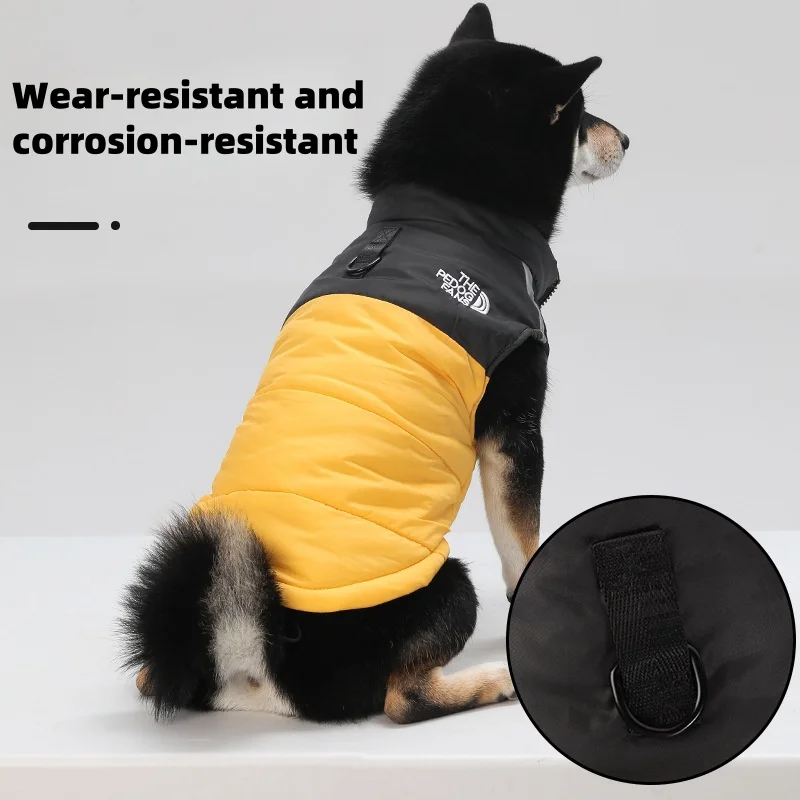 Medium and large dog clothes in autumn and winter, keep warm and thick dog cotton-padded clothes can pull pet clothing