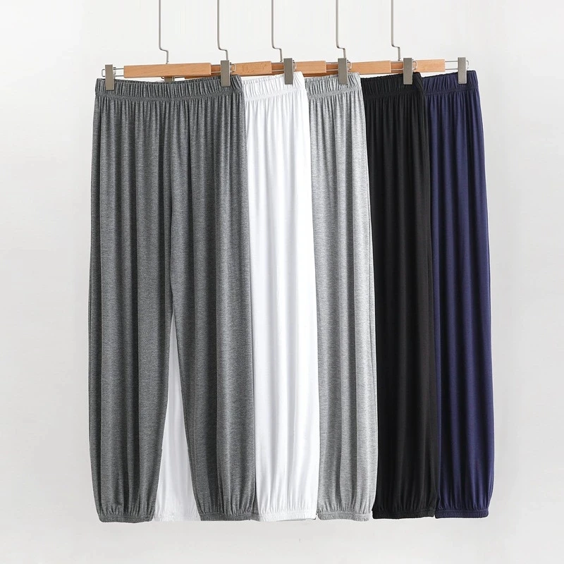 2027 Modal Men's Leg Binding Mosquito Proof Pants Thin Sleeping Homewear Pants Loose Casual Versatile Lantern Trousers