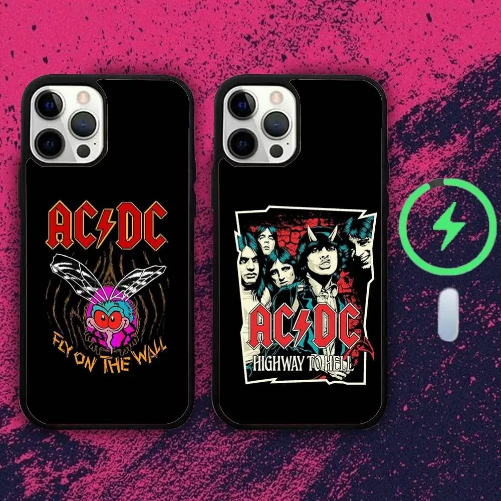 

Rocky A-AC D-DC Band Phone Case For iPhone 16e,16,15,14,13,12,11,Plus,Pro,Max,Mini Magsafe Magnetic Wireless Charging