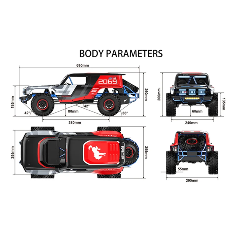 Nouveau en Stock Mjx 1:8 échelle H8p Ford Bronco Baja 1000 télécommande Rc tout-terrain modèle de véhicule d'escalade personnalisé jouet pour enfants cadeau
