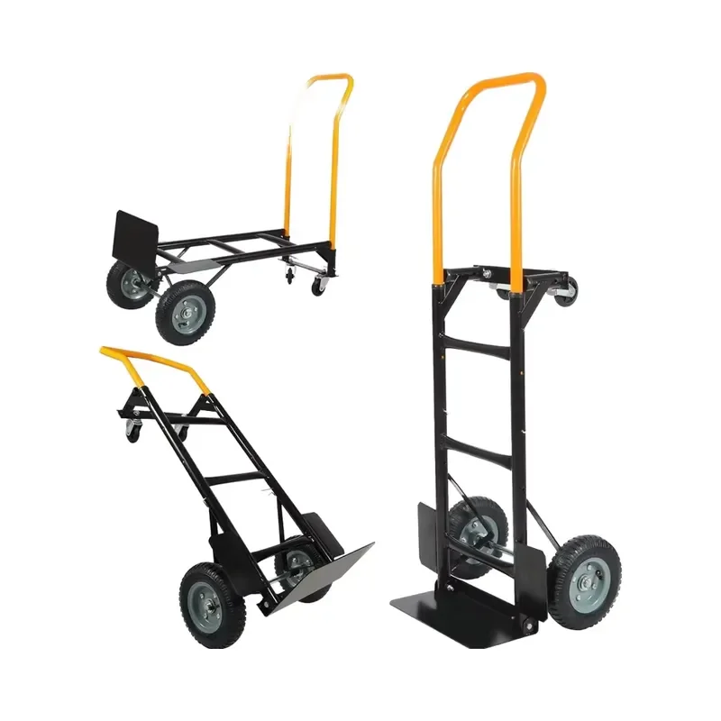 Hanak 2-in-1 Convertible Portable Metal Dolly Cart 4-Wheel Heavy Duty Platform 330 Lbs Yellow Swivel Hand Truck