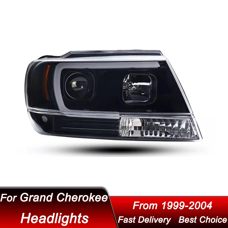 المصابيح الأمامية للسيارة لسيارة جيب جراند شيروكي 99-04 Emark V2 نمط كامل LED كشافات الجمعية ترقية عدسة العارض اكسسوارات عدة