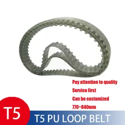 Steel wire Closed Loop Timing Belt PU Width10/15/20mm T5-770/775/780/800/810/815/820/825/830/840 Polyurethane Belts for Pulleys