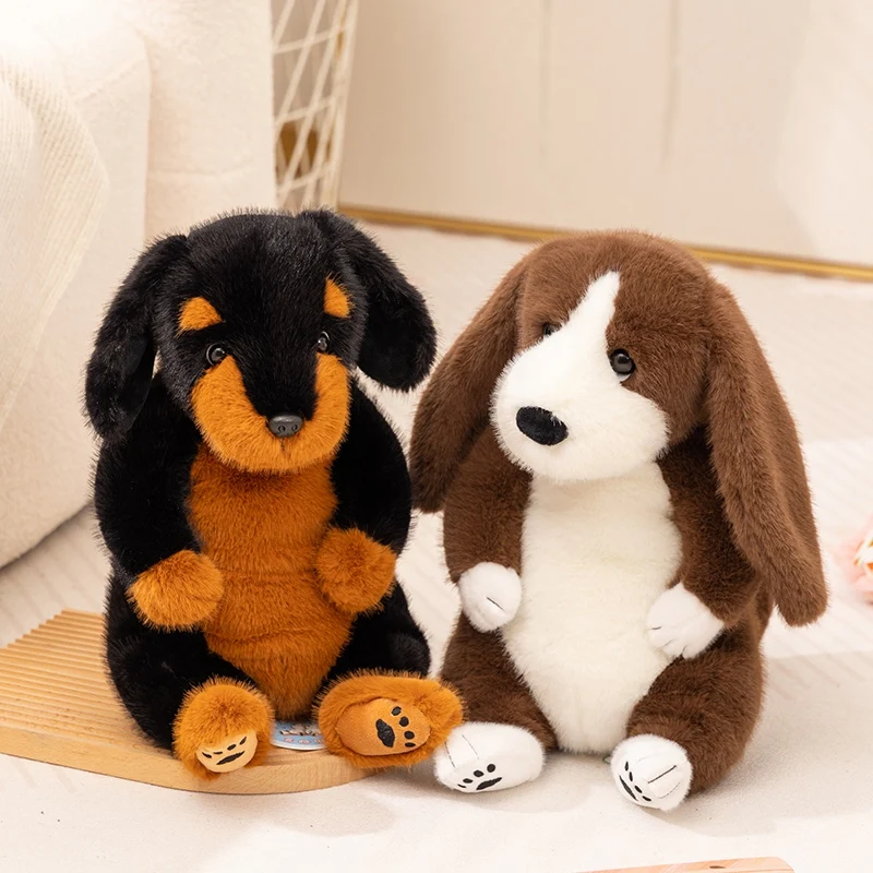 

35cm Lifelike Chubby Basset Dog Plush Toy Simulation Stuffed Puppy Plushies Dolls Soft Baby Accompany Sleeping Pillow Gifts