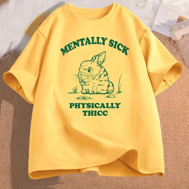 مضحك العقلية مريض جسديًا Thicc الهامستر ميمي طباعة تي شيرت المرأة س الرقبة موضة تي شيرت الصيف ملابس كاجوال #3