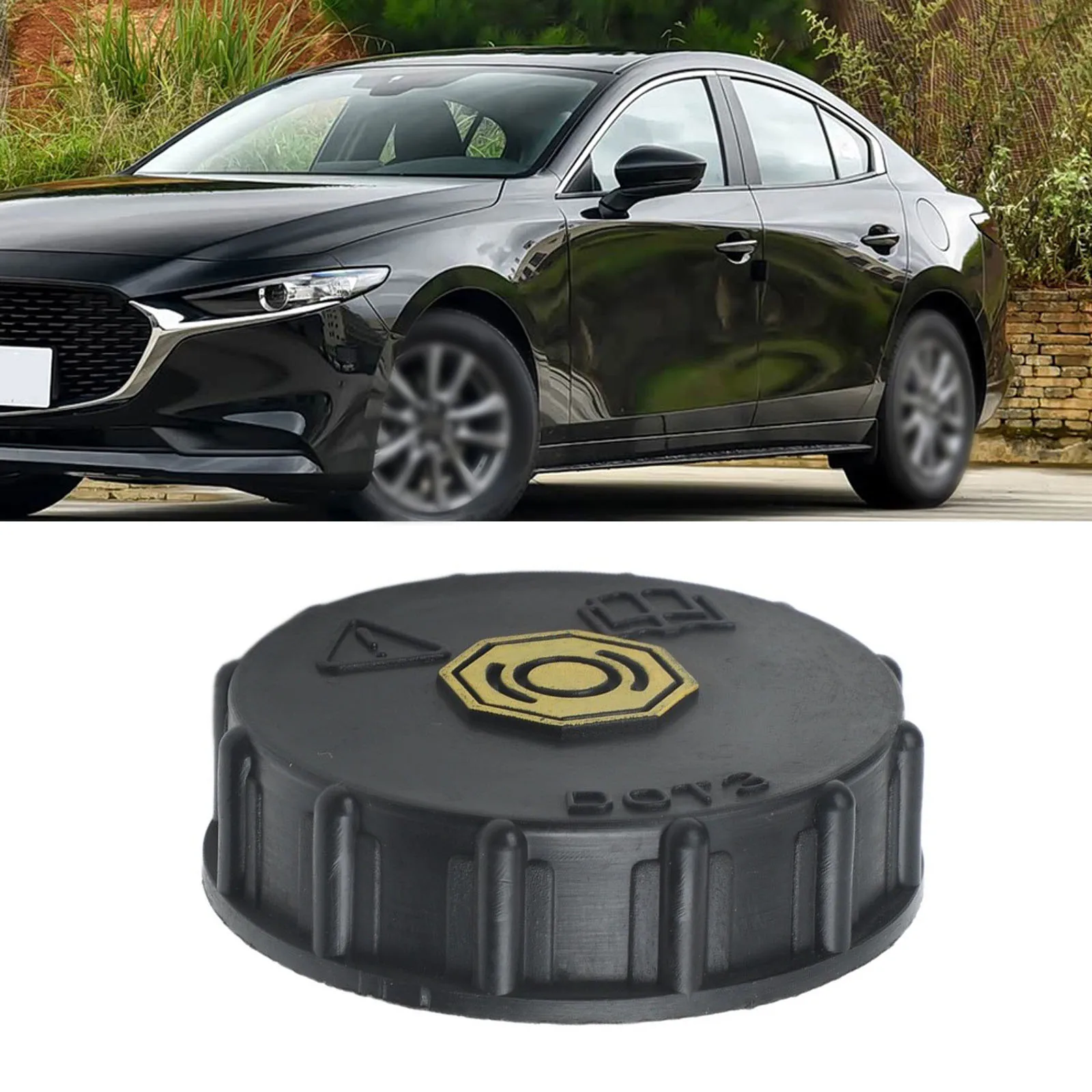 Brake Master Cylinder Oil Cap Compatible with for mazda 6 GH for mazda 2 de DF71-43-55Y Direct Fit Replacement Black Plastic OEM