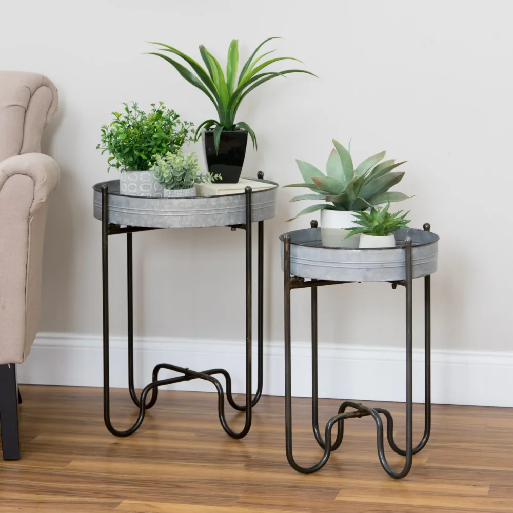 

New Metal Planter Tables (Set of 2) Plant Stands Plant Shelves