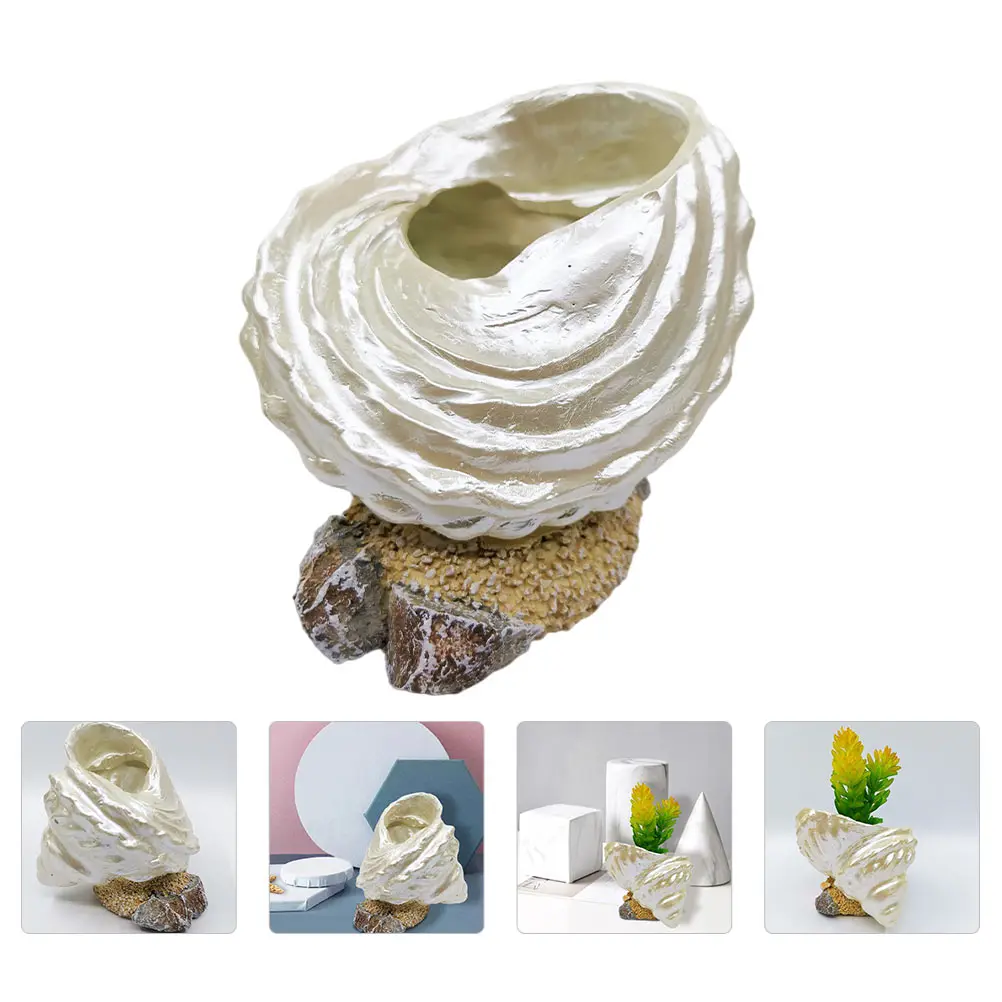 Simulation Pearl Snail Decor Resin Conch Home Garden naments Animal Model Tabletop Plant Easy Clean Not Break Outdoor Balcony