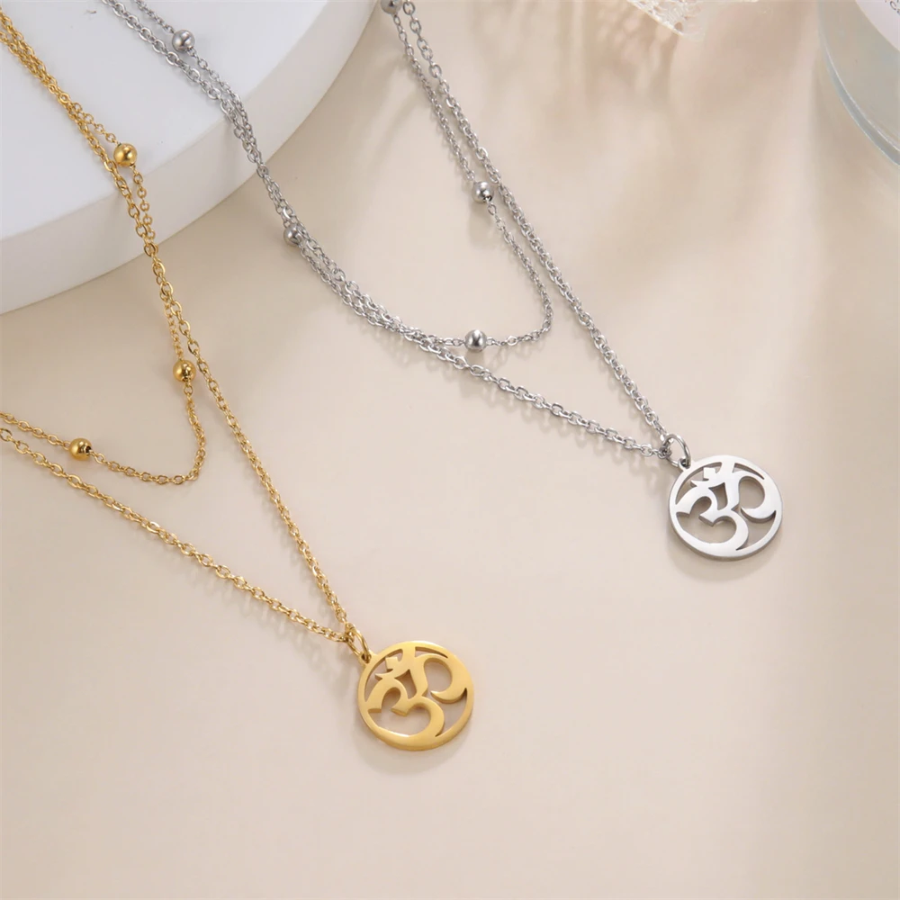 Cazador Buddhism Hindu Yoga Om Pendant Necklaces for Women Men Wholesale Stainless Steel Jewelry Birthday Anniversary Gifts