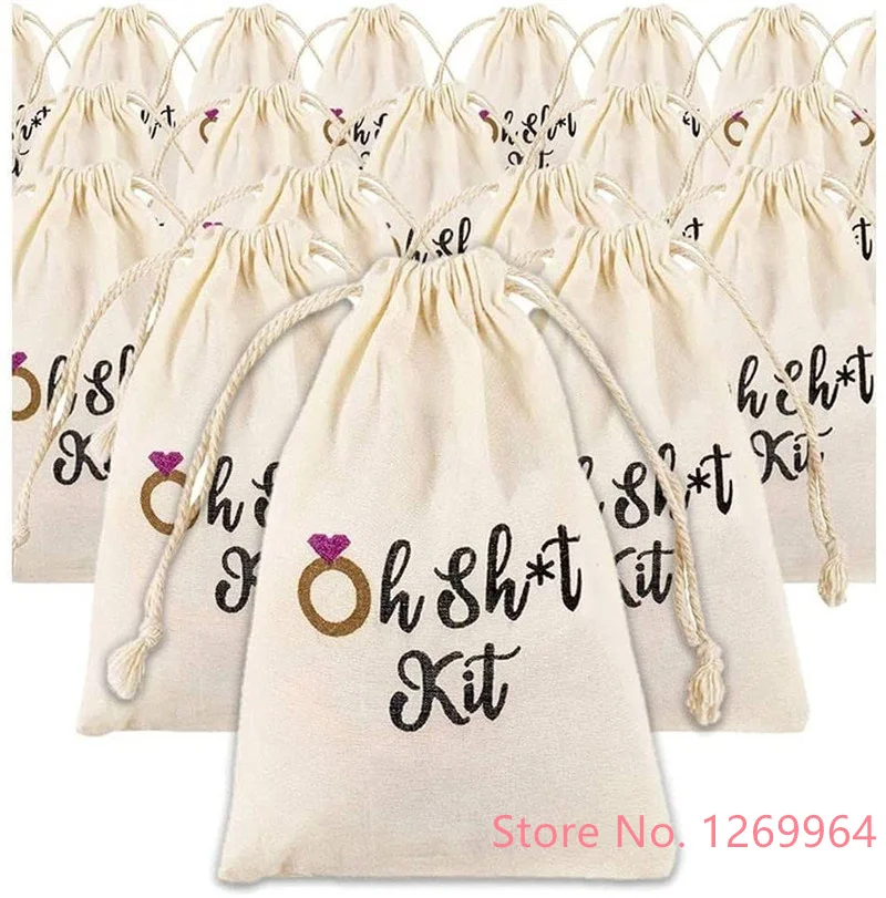 Oh Shit Kit Drawstring Cotton Gift Bags Small Bag Jewelry Pouch Drawstring Bag Wedding Favor Bags Gifts for Wedding