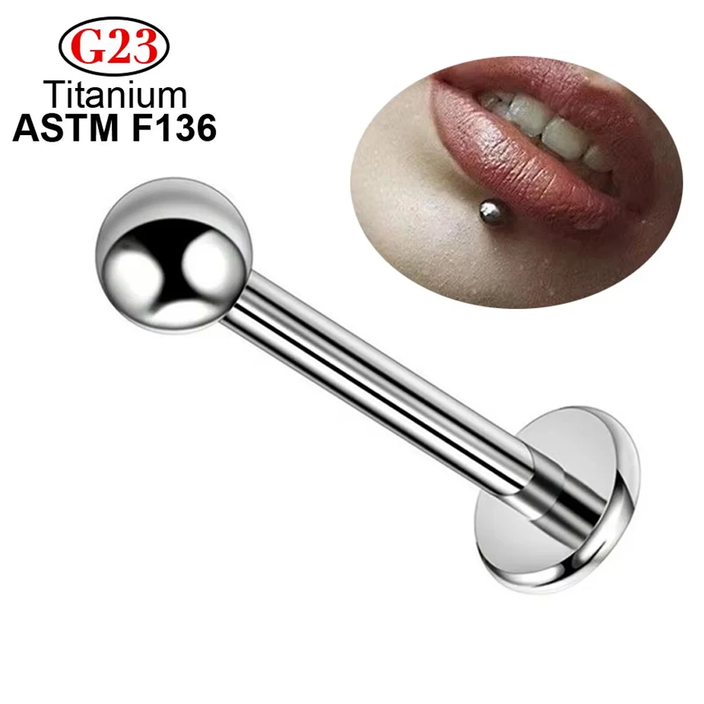 Wholesale 2/10/50/100PCS ASTM F136 Titanium Labret Lip Stud Earrings Piercing Body Jewelry Internally Threaded Ball Nose Nail