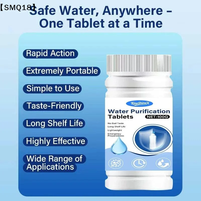 Water Purification Tablet - 1 botella de limpiador portátil de
