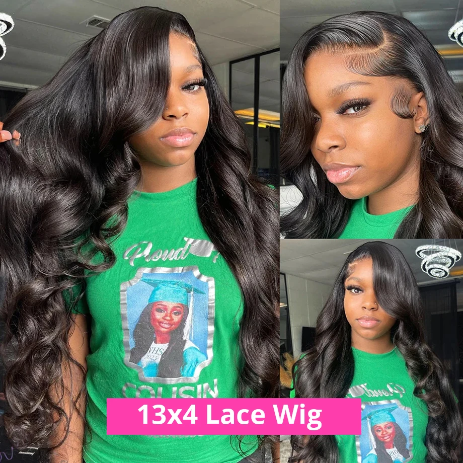 Perruque Lace Front Wig Body Wave Brésilienne Naturelle, Cheveux Humains, 13x6, 13x4, Pre-Plucked, 360 de Densité, 40 Pouces, pour Femme