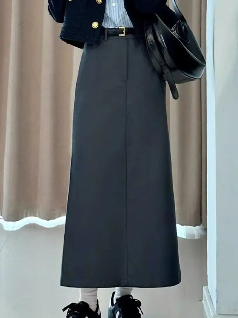 

Bla A-Line Skirt Suit Women's Spring Summer High Waist Drapey Slimming Split Commute Sle Korean Loose Fit Polyester ...