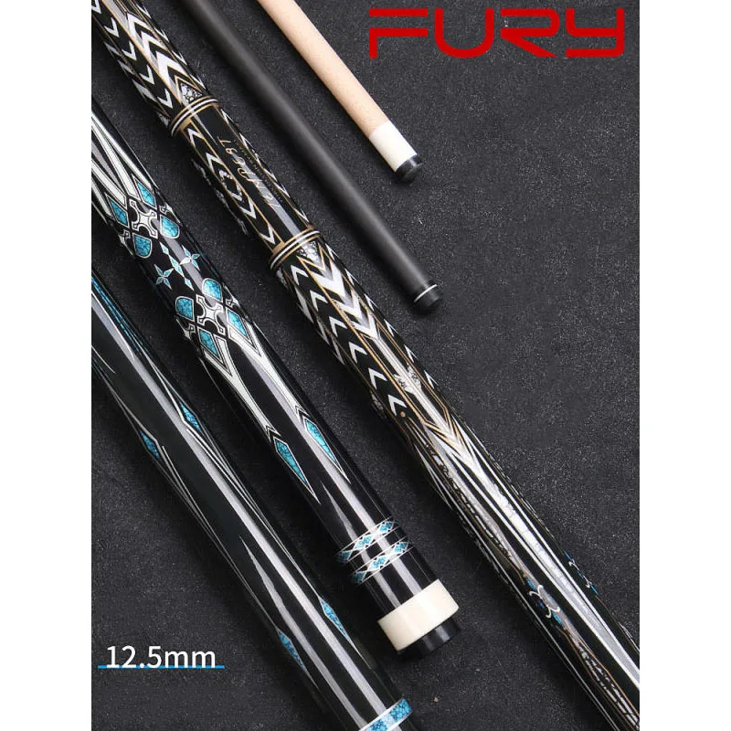 NEW Fury Model Pool Cue Stick Maple Shaft Billiard Cues Carbon Fibre /Maple Shaft 12.5mm Tip Size With Pool Cue Case Set