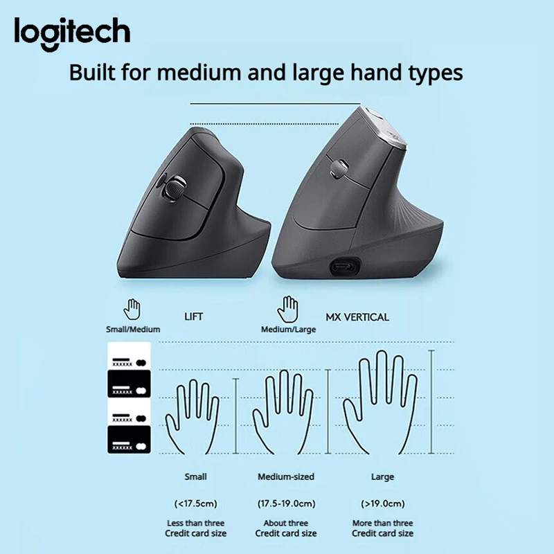 Logitech MX Vertical Wireless Bluetooth Mouse Ergonomic Vertical Rechargeable 3-Mode Multi-Device for PC Laptop Mac