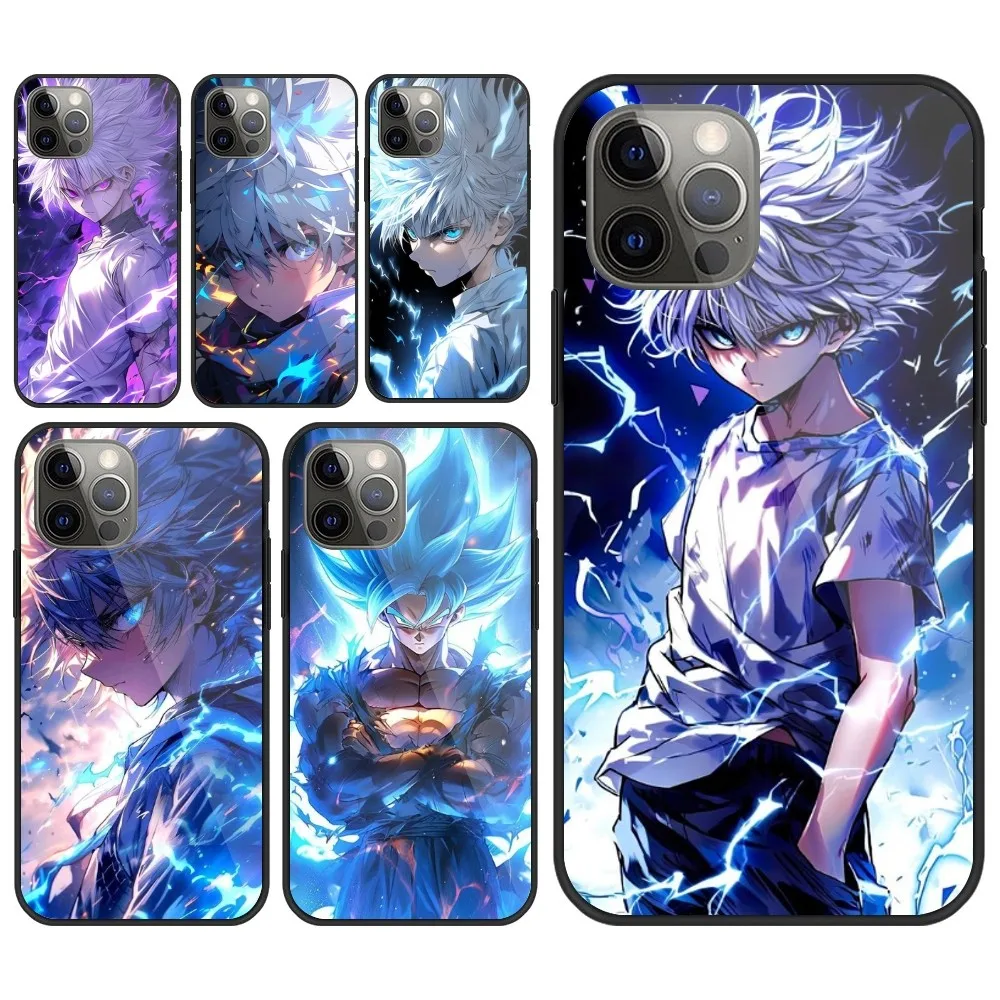 Hunter Killua Mobile Cell Phone Case for iPhone 15 14 13 12 11 XS X 8 7 6 Plus Mini Pro Max SE 2022 PC Glass Phone Cover Funda