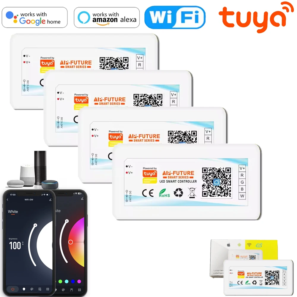 

Умный светодиодный контроллер Tuya WiFi DC5-24V, одноцветный диммер CCT RGB RGBW RGBCCT, светодиодная лента, приложение, дистанционное управление для Alexa Google