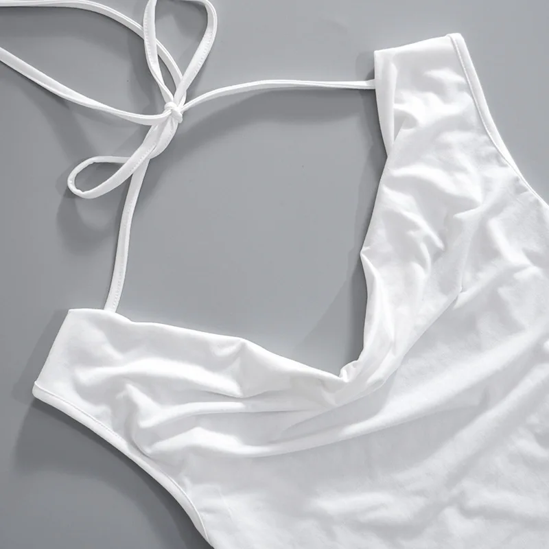 المرأة بلا أكمام ياقة متأرجحة بربطة ظهر مكشكش أعلى ، ملابس نسائية يومية ، كاميس ، الصيف #5