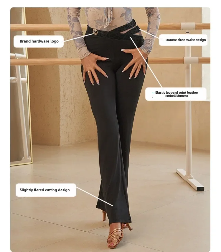 سراويل الرقص اللاتينية النسائية السوداء المثيرة سراويل تشا تشا سامبا رومبا قاعة الرقص التدريب أداء الملابس 2025 جديد #4