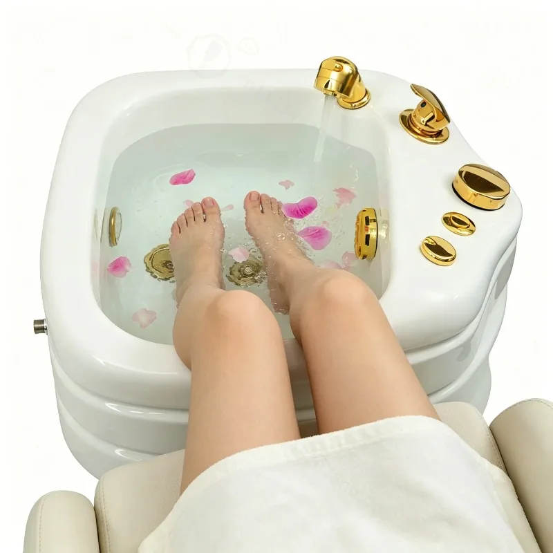 Salon Foot Spa Bath  with Water Tap, Shower Sprayer, Enhanced Water Pump, Multicolor 7 LED Lights, Portable Foot Massage Bath Tu