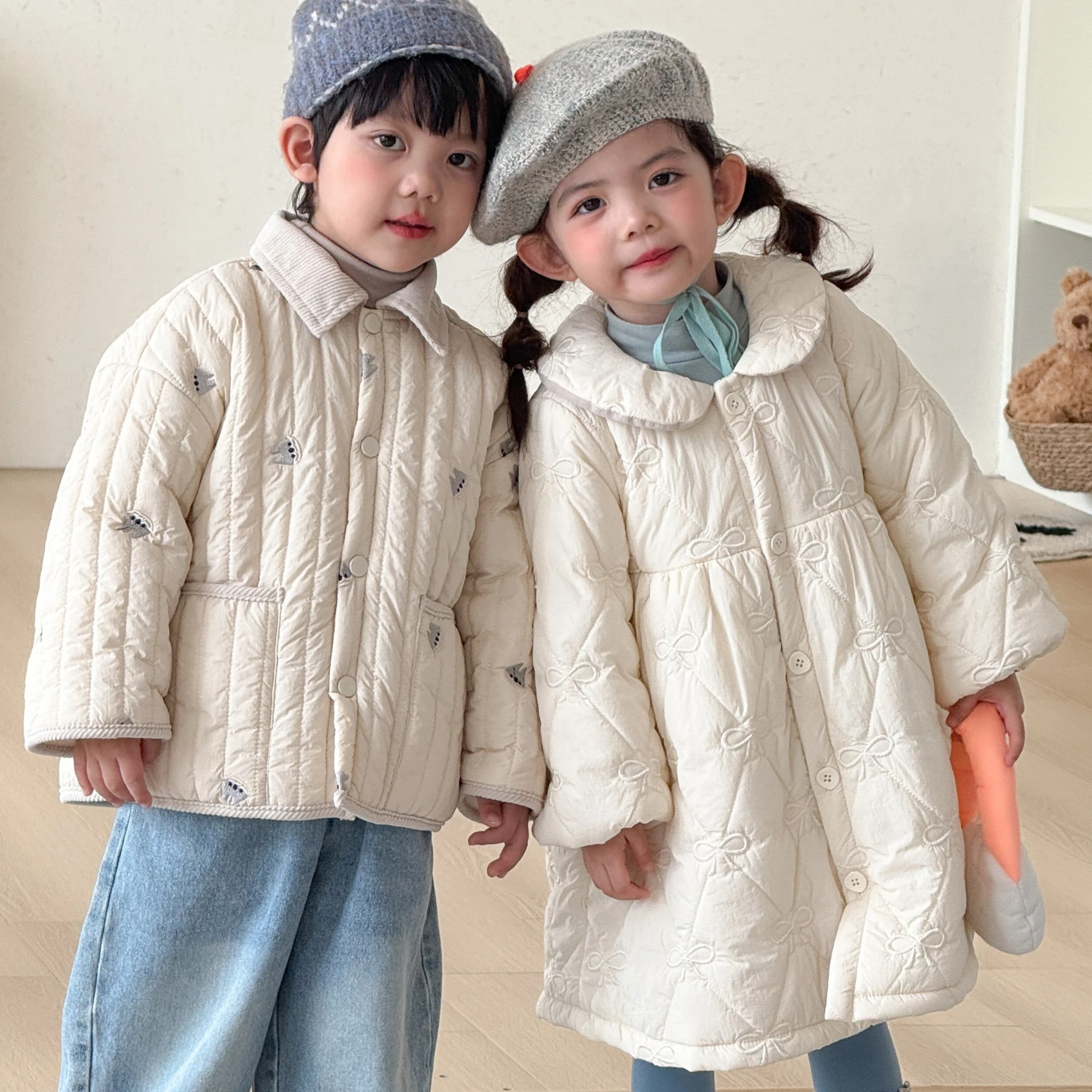 Jacket 2027 Autumn And Winter New Children's Clothing Korean Style Boys And Girls Fashion Jacket Cotton Dress Brother And Sister