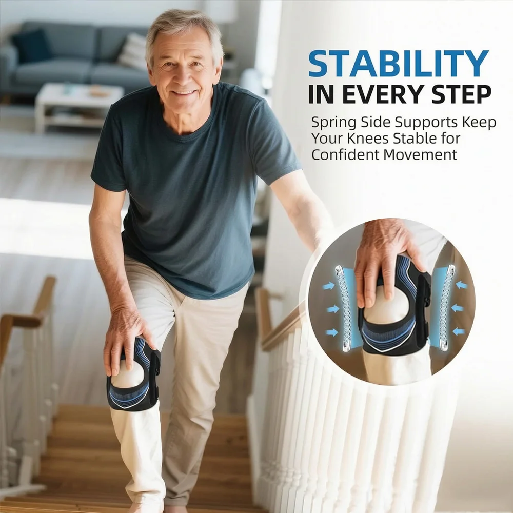 Patellasehnen-Stützbandage, Kniebandage für Frauen und Männer, offene Patella | Gel-Pad mit Seitenstabilisatoren für Laufen und Workouts – Detail 3
