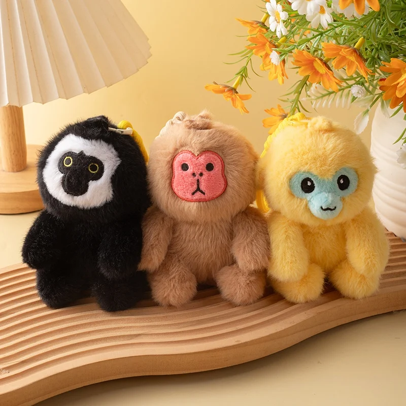 12CM Cute Monkey Plush Pendant Keychian Macaque Golden Monkey White-faced Saki Doll Stuffed Animal Toy Kid Birthday Gift