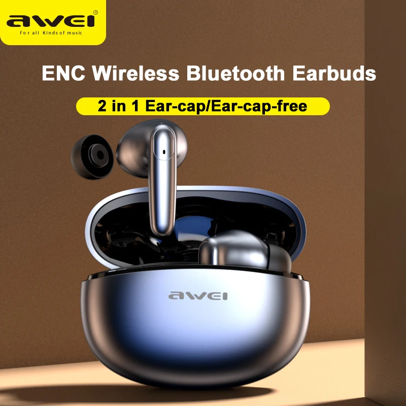 

Awei T90 In-ear/Half-in-ear Free Switching Earphones 2 in 1 ENC Noise Canceling Bluetooth Headset Wireless Bluetooth Headphone