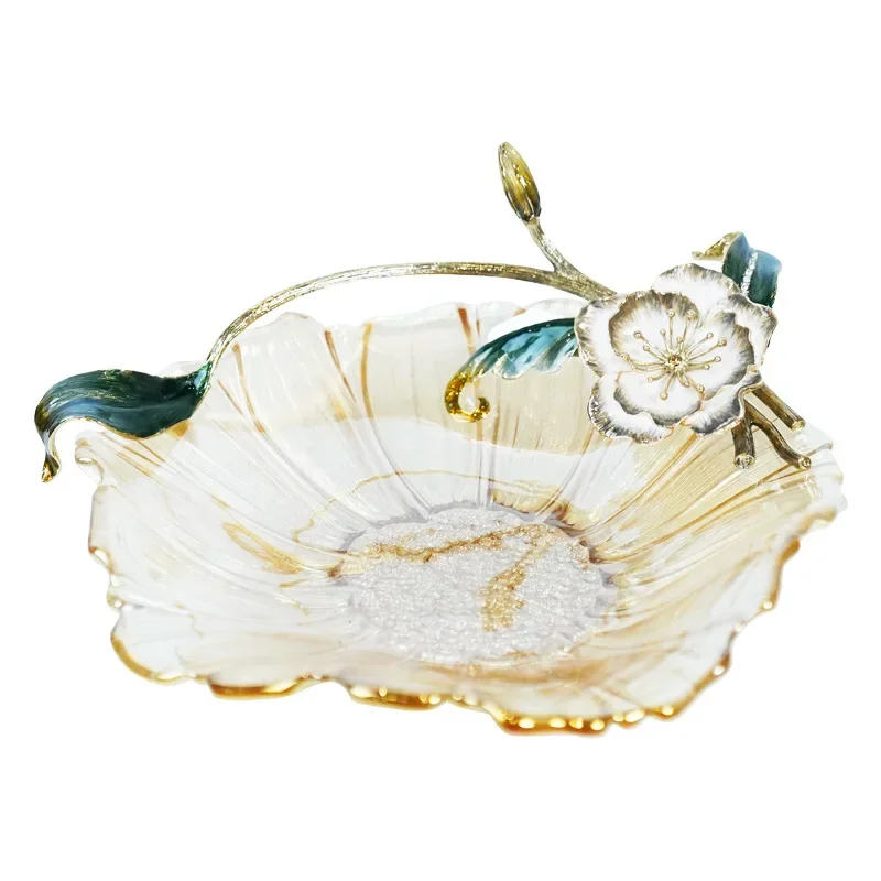 

High-end exquisite high-transparency glass designer fruit plate housewarming moved into the new house tea table fruit plate