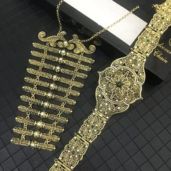 Classic Bridal Crystal Belt Jewelry Metal Belt for Women Caucasian Ethnic Style Caftan Waist Chain Wedding Dress Body Chain