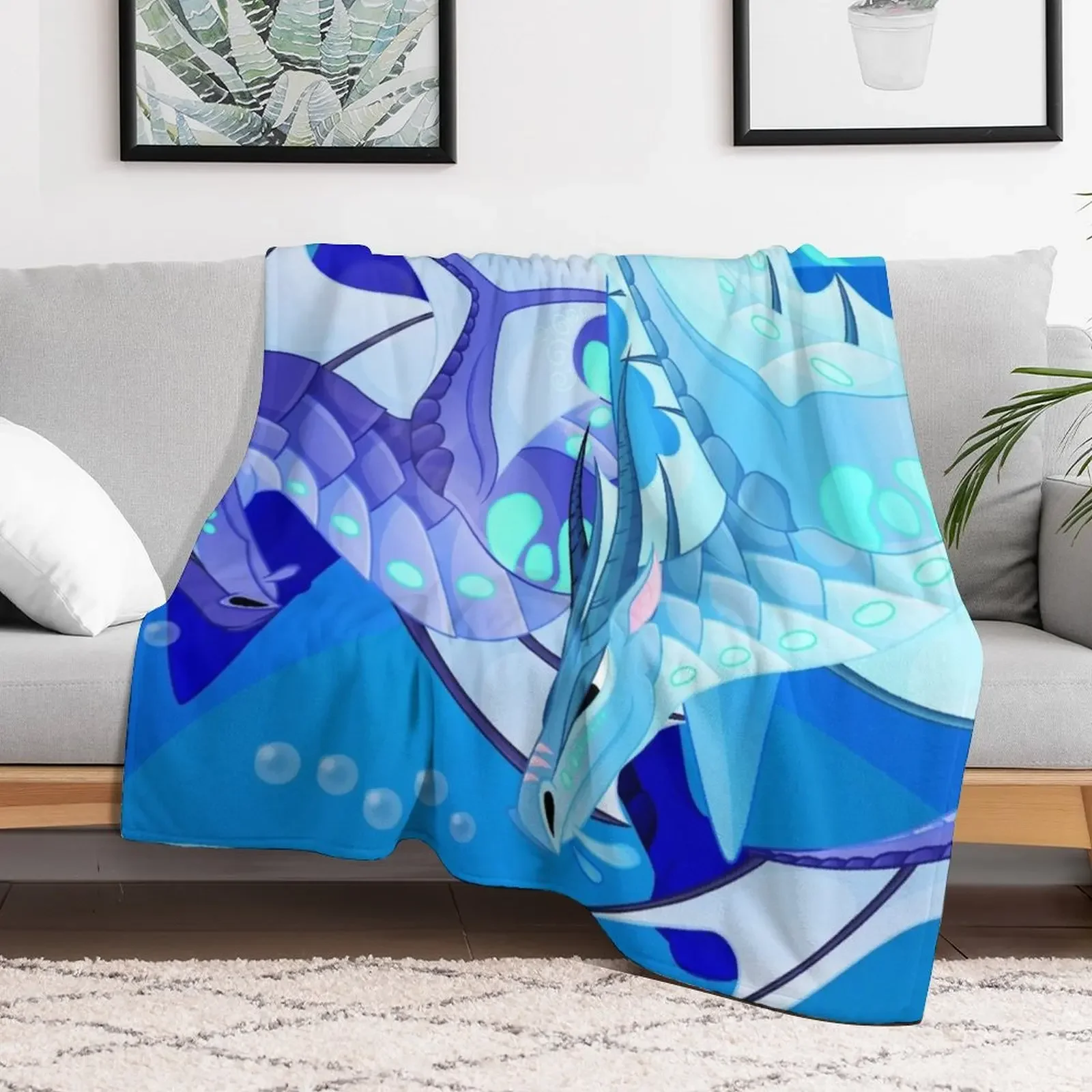 Wings of Fire- Tsunami & Riptide Throw Blanket Stuffeds Flannels Blankets