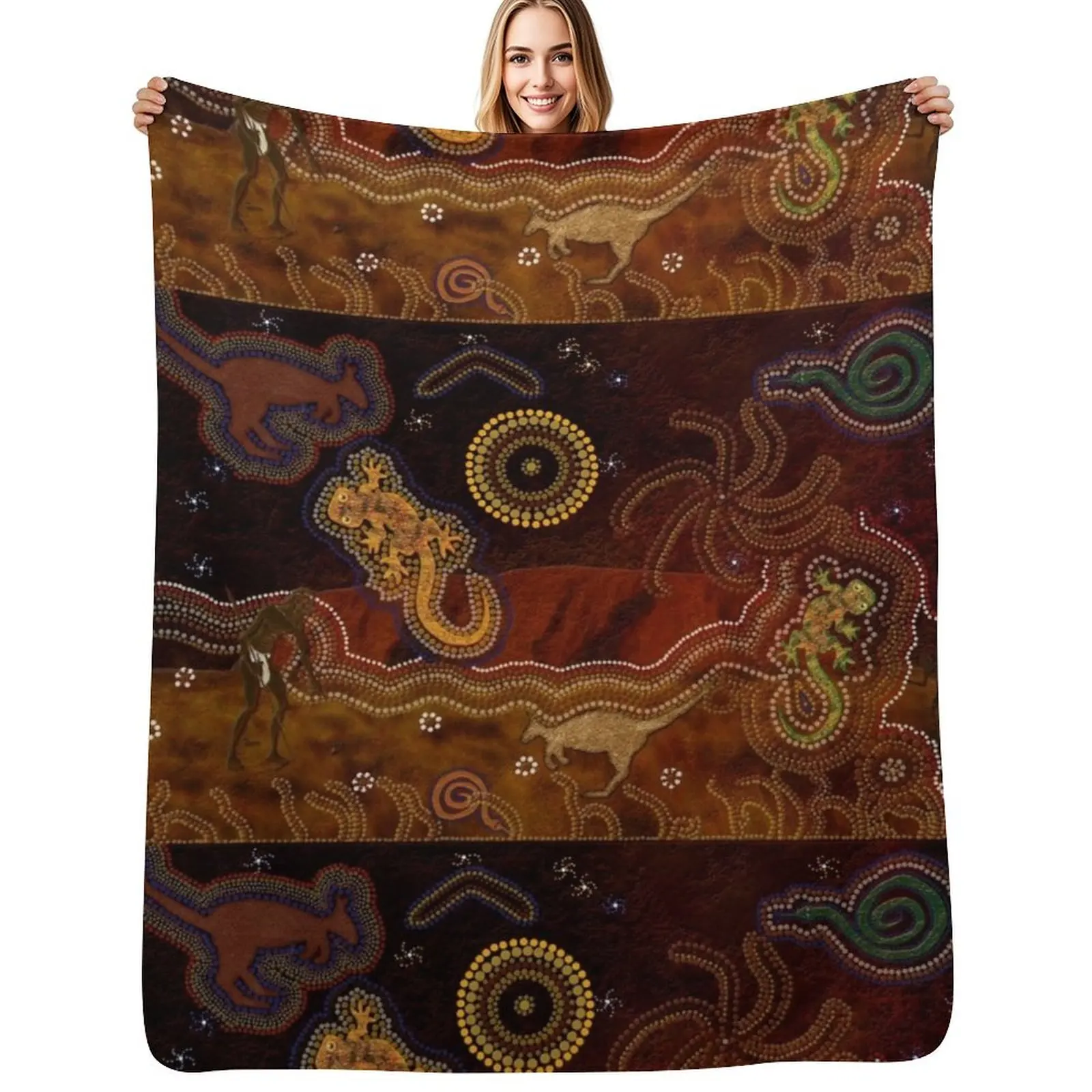 Desert Heat (Australian Outback Art) Throw Blanket Wrinkle Resistant Lightweight Blanket