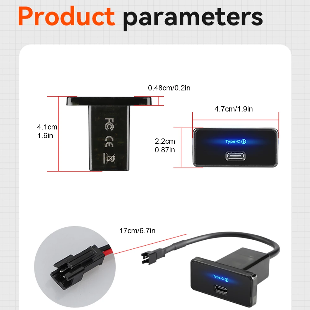 18 واط/30 واط شاحن سيارة شحن سريع PD نوع C/USB RV USB منفذ محول شاحن سيارة مقبس الطاقة ل مركبة بحرية ATV شاحنة تخييم #6