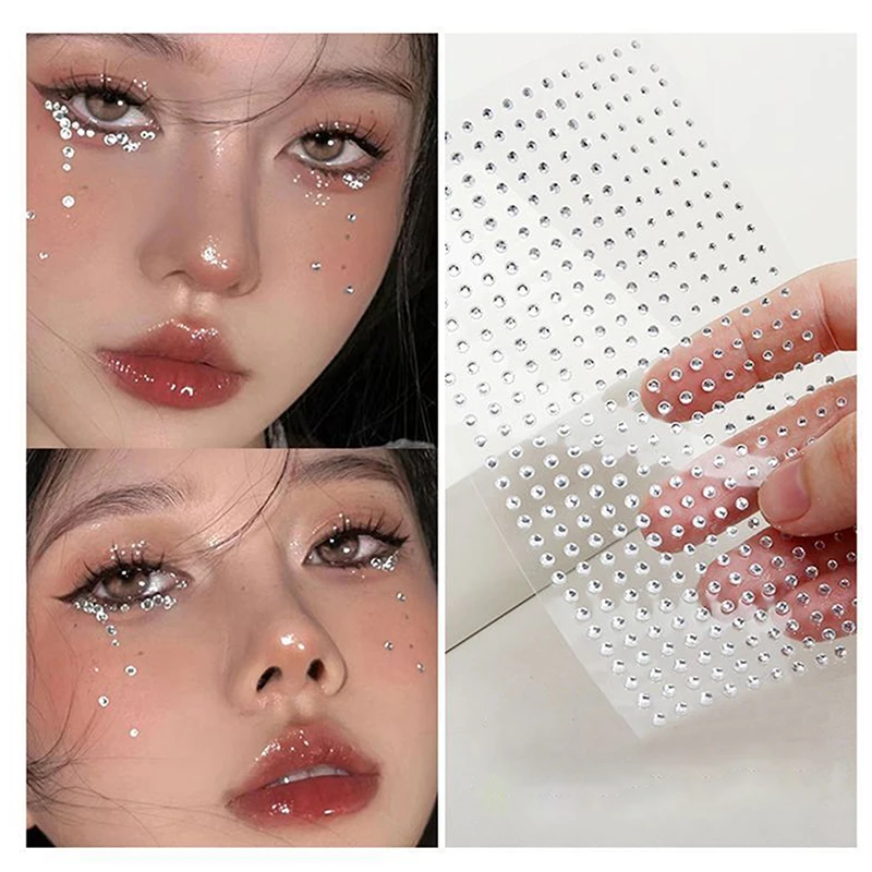 1 Sheet Sparkling Face Eyes Makeup Diamonds Temporary Tattoo Self Adhesive Stickers DIY Festival Body Art Decor Nail Jewelry