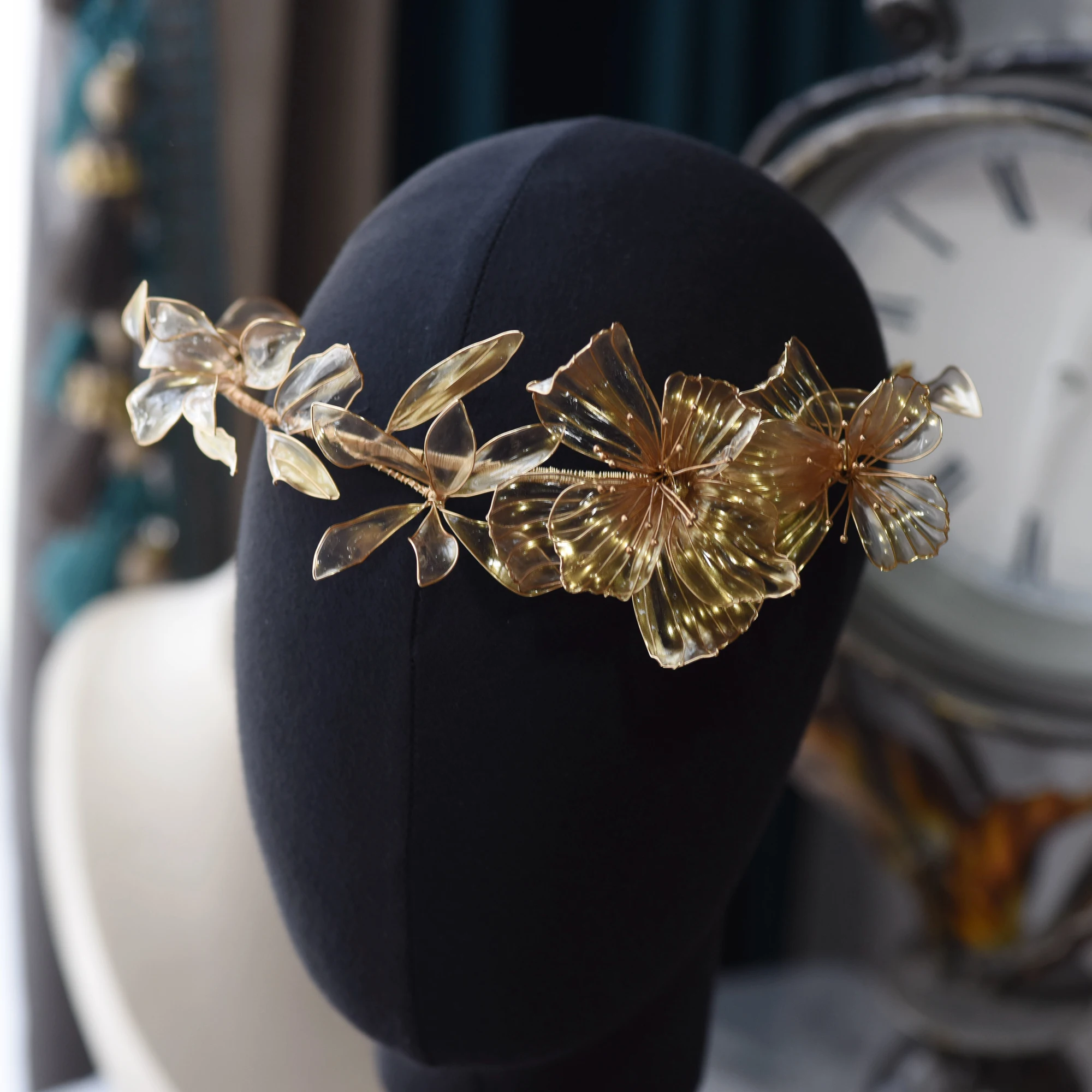 

Elegant Dark Champagne Rhinestone Wedding Crown Baroque Crystal Hairband for Women Bridal Hair Accessories Prom Jewelry