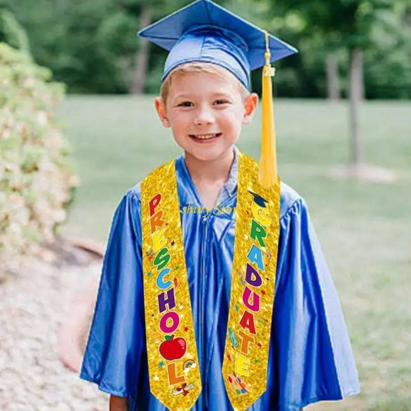 

N58F Colorful Kids Graduation Stole For Preschool Ceremony Decorative Shoulder Sash Decorative Graduation Shoulder Band