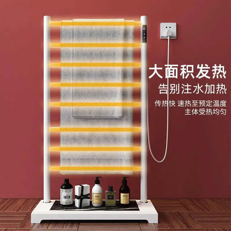 Floor-to-ceiling electric towel rack vertical intelligent heating drying towel rack marble bathroom bathroom rack