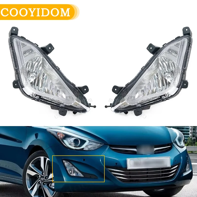 Front Bumper Fog Lights For Hyundai Elantra i35 2016 2015 2014 Fog Lamp Driving Lamp Headlight  Assembly Daytime Running Lamp