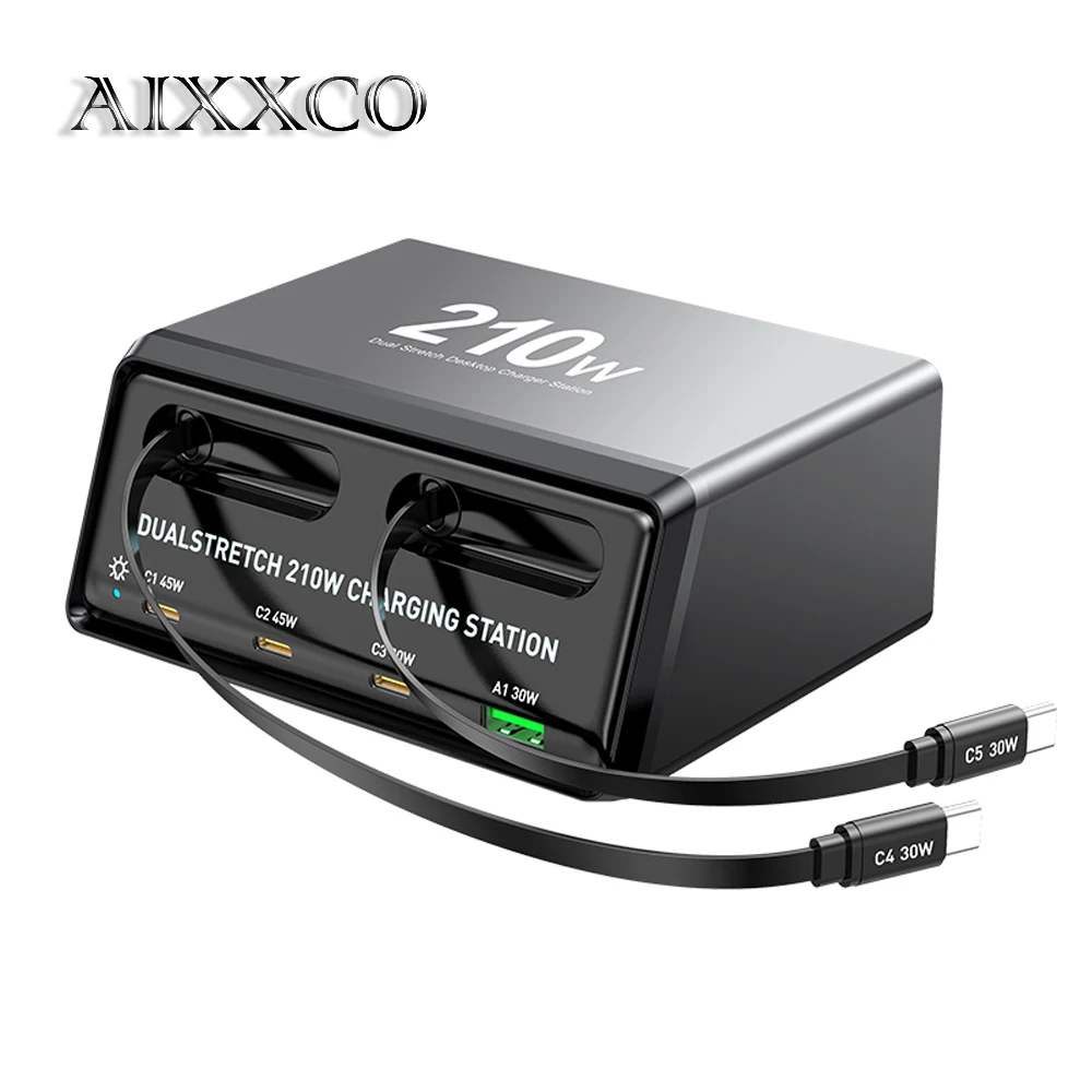 chargeur-de-bureau-aixxco-210w-avec-2-cables-integres-3-ports-type-c-qc30-30w-et-45w-station-de-charge-rapide-usb-c