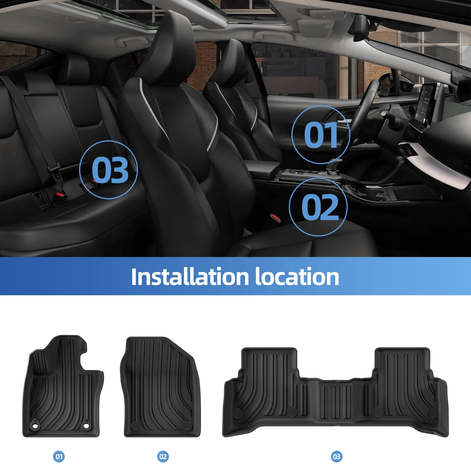 for Toyota Prius 5th Gen XW60 60 Series 2023-2026 (not fit Prime) Car Floor Mats Trunk Pad TPE 3D Foot Mat Accessories