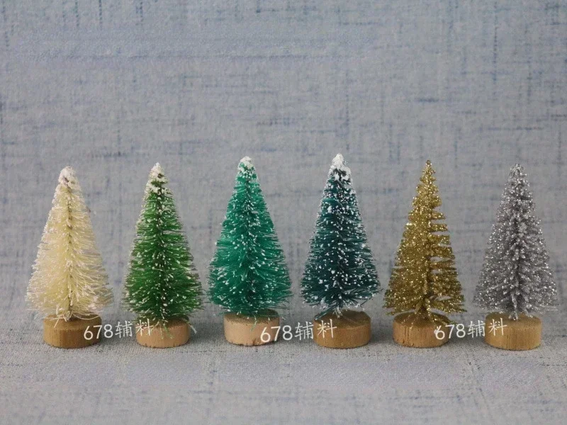 

12 Piece DIY Mini Christmas Tree Sisal Silk Cedar - Desktop Decoration Small Christmas Tree 2024 Xmas New Year Navidad Decor