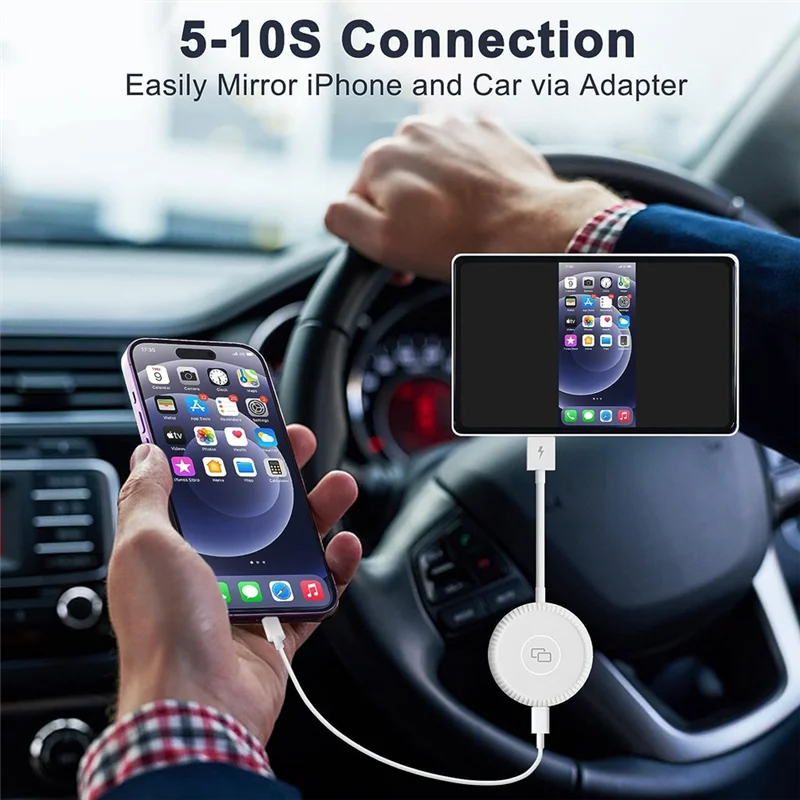 Wireless Adapter,Car Screen Mirroring Device for iPhone/iPad,Car Accessories Replacement for Carplay Wireless Adapter