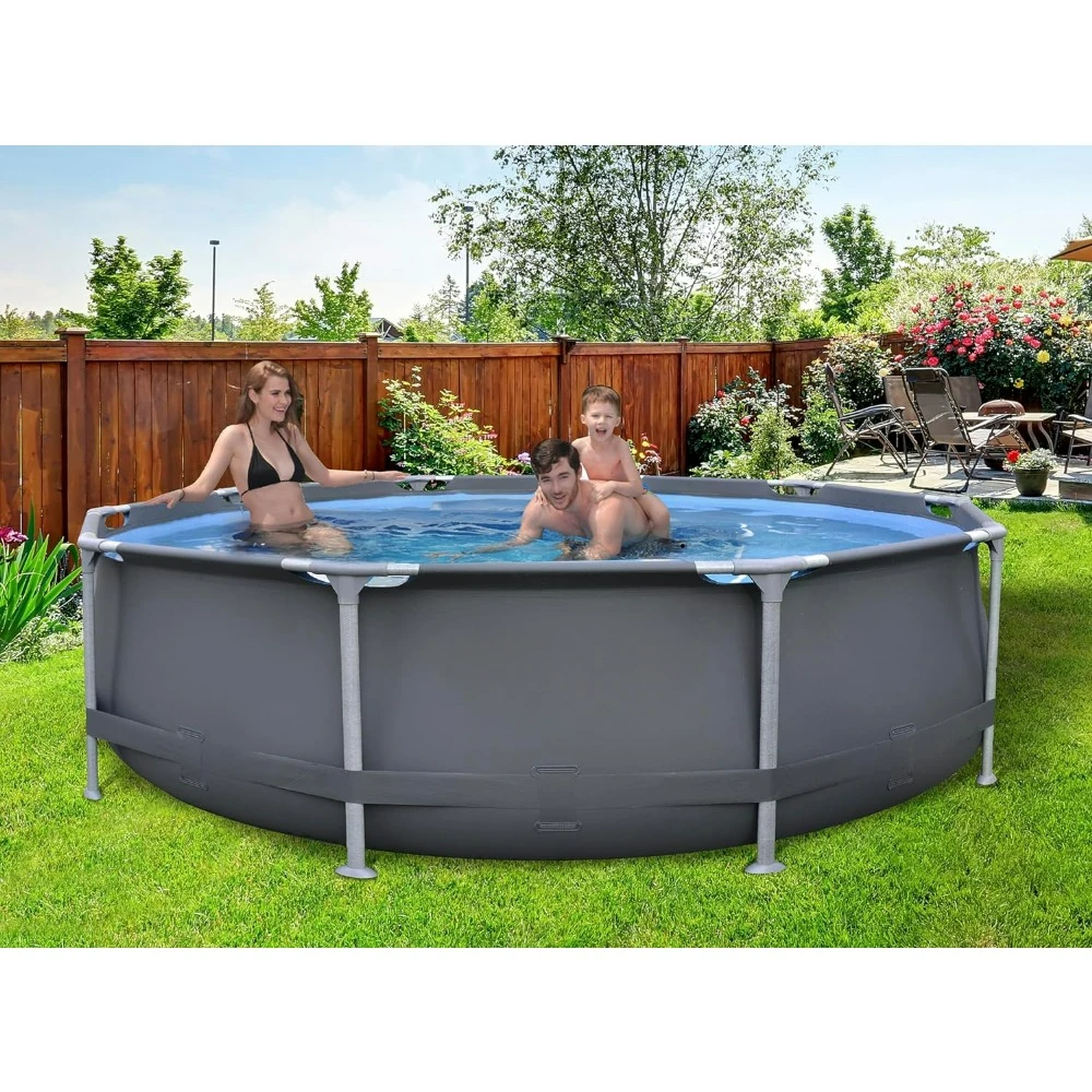 

Rustproof 10 x 30"inch Fiberglass Frame Backyard Above Ground Swimming Pool with 530-Gallon Filtration Pump