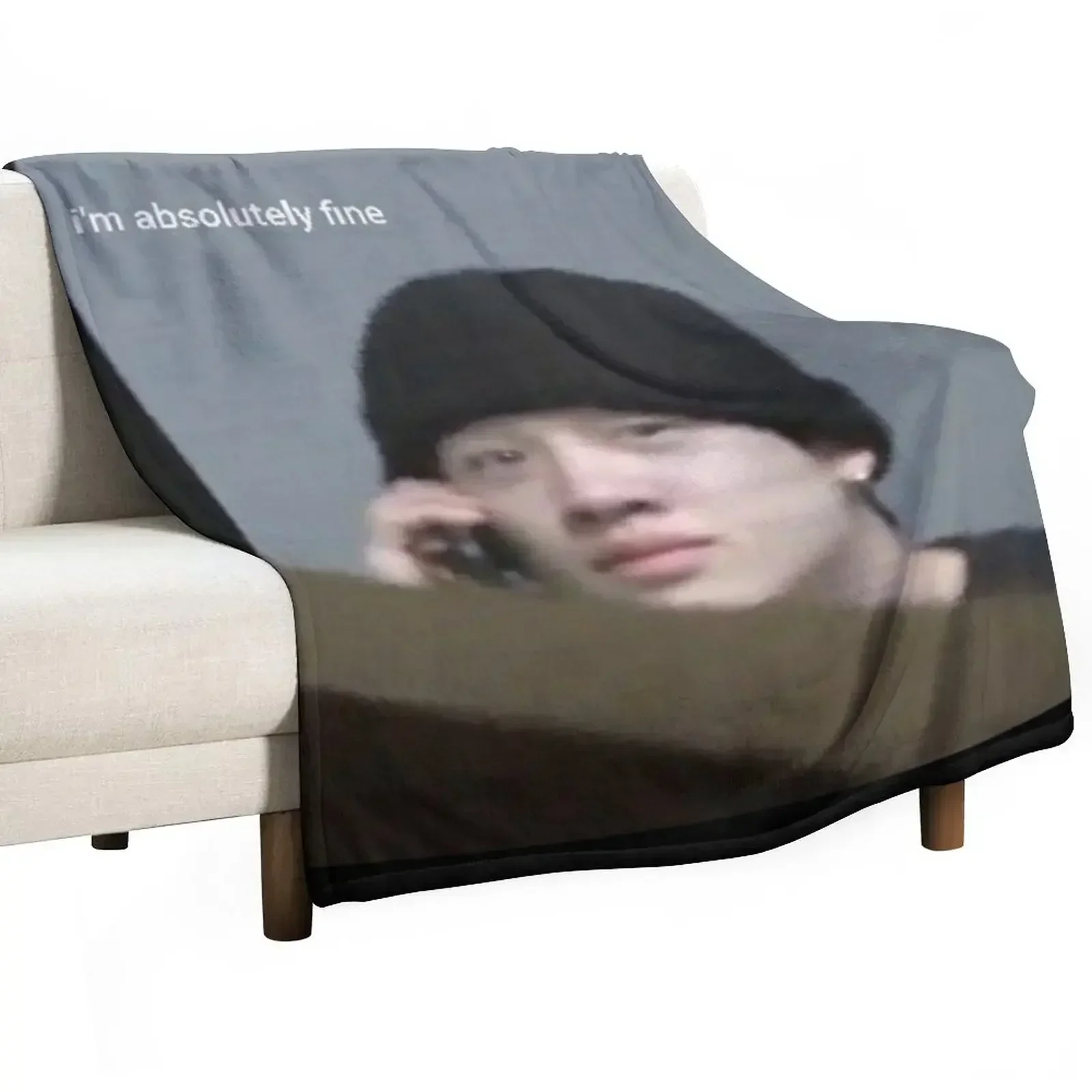 Bang Chan cellphone meme Throw Blanket Multi-Purpose Hairys Soft Plaid Blankets