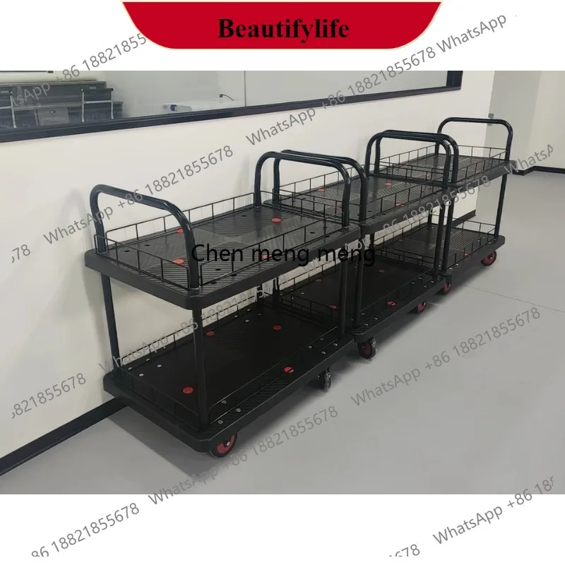 z189 Two Layer Platform Truck With Removable Guardrails Multi Tier Design For Warehouse Workshop Material Handling Transport