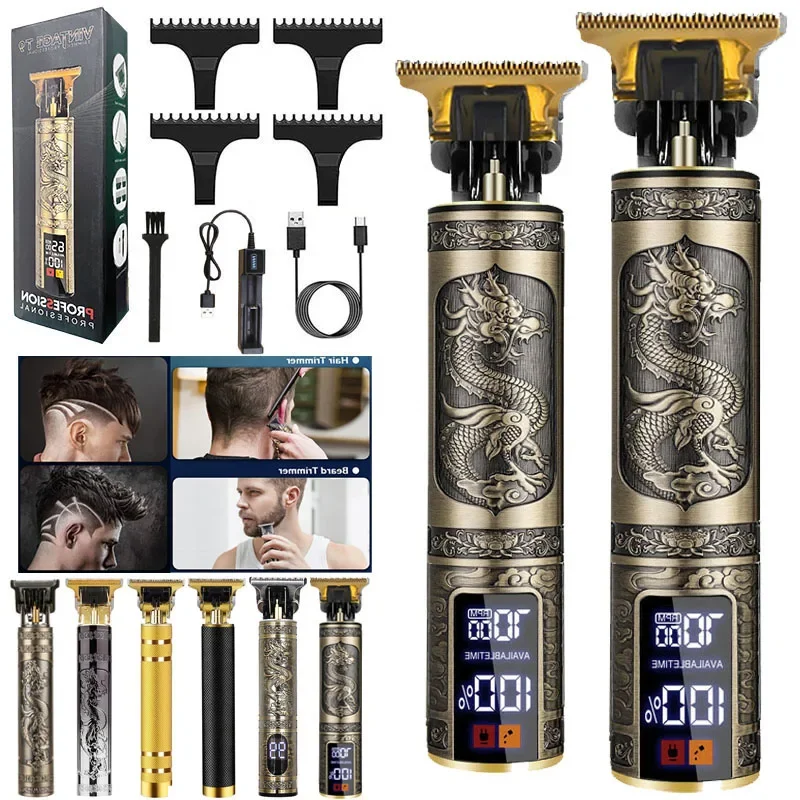 Low Price Digital Display Vintage Men Salon Beard Barber Shop Body Professional Electric Hair Clipper Trimmer Cut Cutter Machine