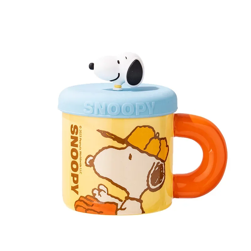 Caneca cerâmica portátil do Snoopy, Amendoim bonito do anime, Copo de água dos desenhos animados, Café com leite, Beber, Casa, Casal, Chaleira do escritório