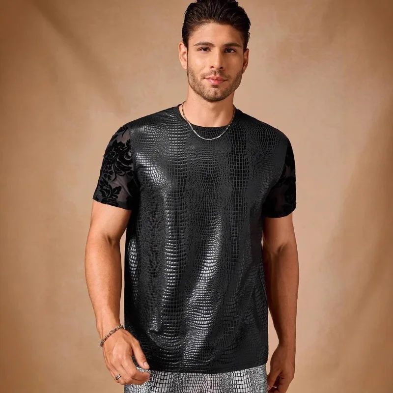 Trendy Casual T-shirt, Personalized Men's Wear Summer New Cross-border Men's Street Fashion Crocodile